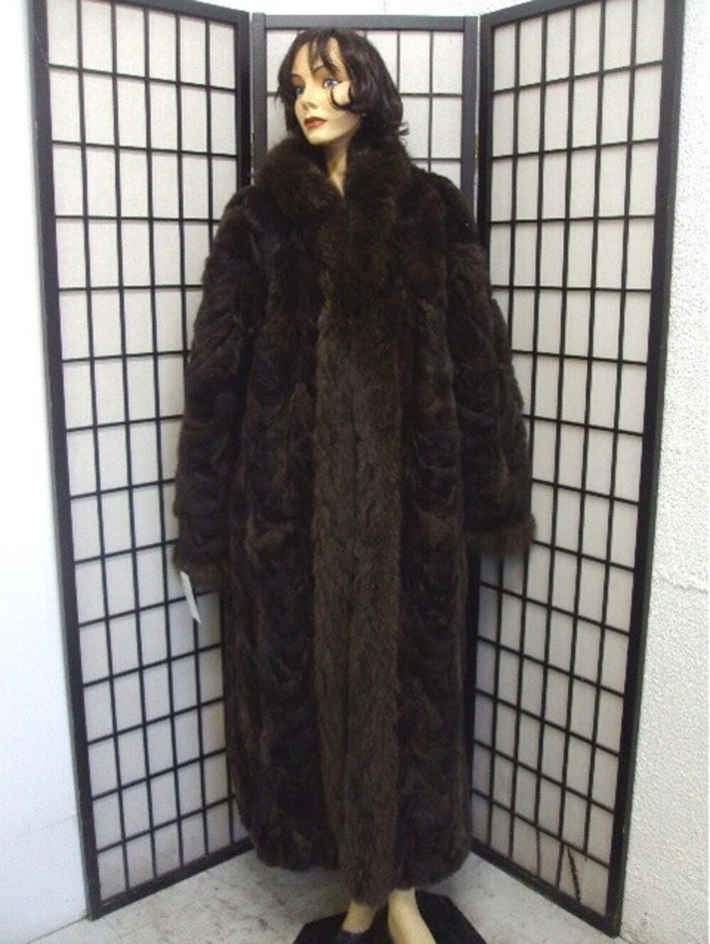 *MINT BROWN OPOSSUM & FOX FUR JACKET COAT WOMEN WOMAN SIZE 8 medium
